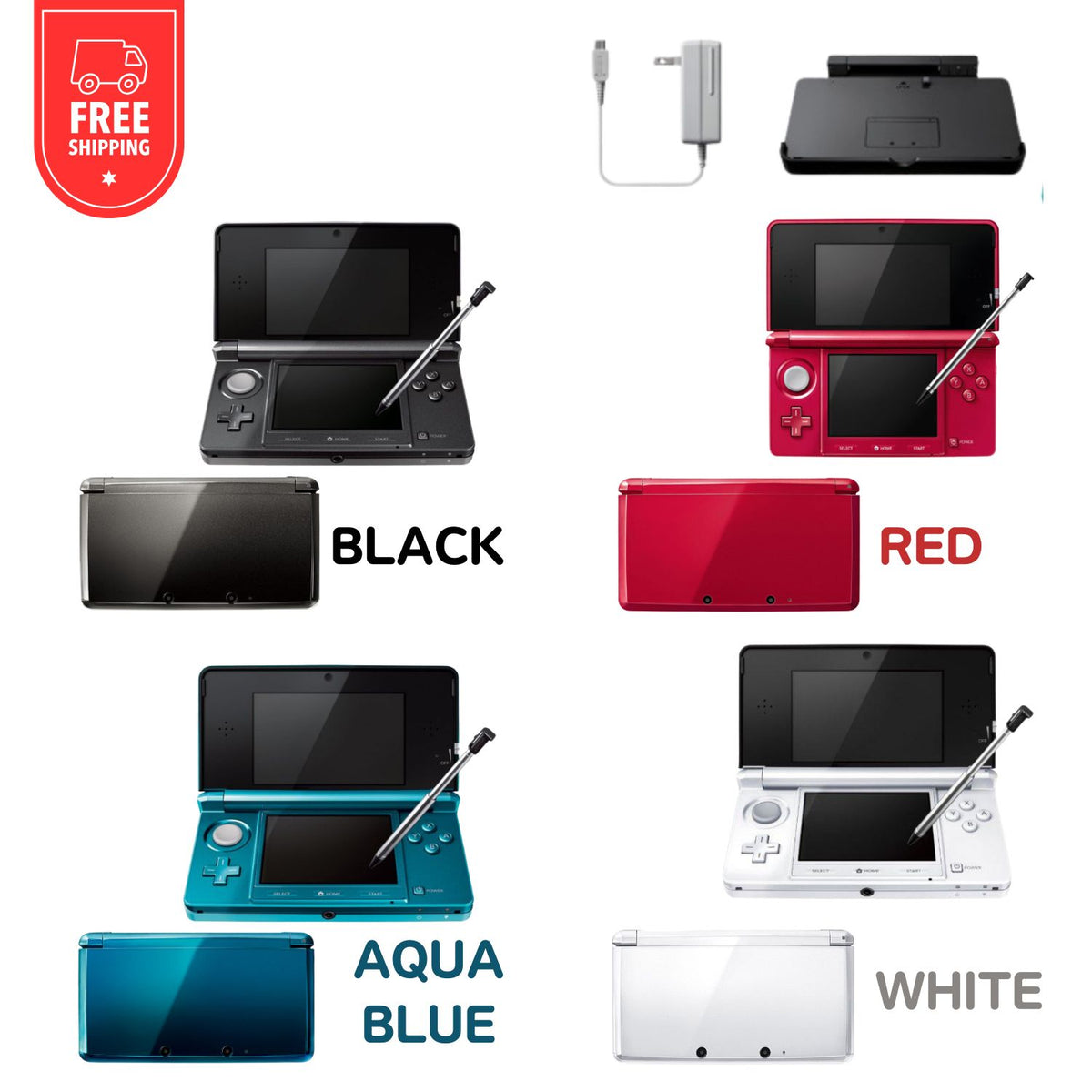Nintendo 3DS 本体 ☆選べる4色☆【付属品純正すぐ遊べるセット
